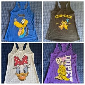 Women’s Tank Tops (includes all 4) with Disney Characters. Size Small